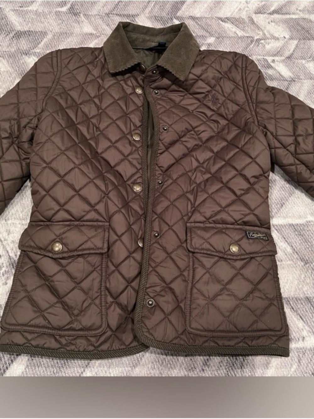 Polo by Ralph Lauren Quilted Puffer Jacket in Olive Brown